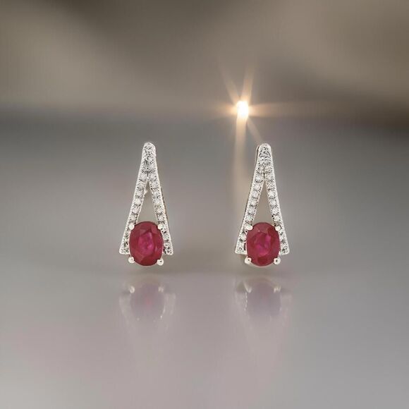 Natural Tourmaline Diamond Dangle Stud Earrings 0.75" 14k White Gold 2.48 TCW - Picture 10 of 13